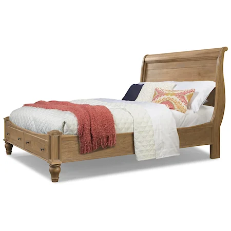 Cal King Natural Storage Sleigh Bed